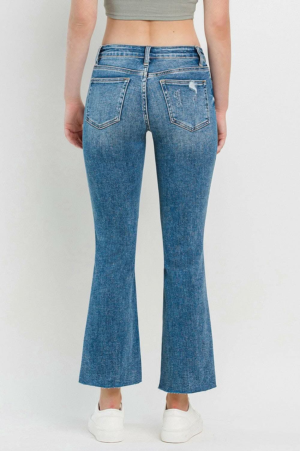 Vervet by Flying Monkey Full Size Mid Rise Distressed Cropped Flare Jeans - Love Salve